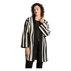 CURVI - Tapado Manga Larga Jacquard Negro