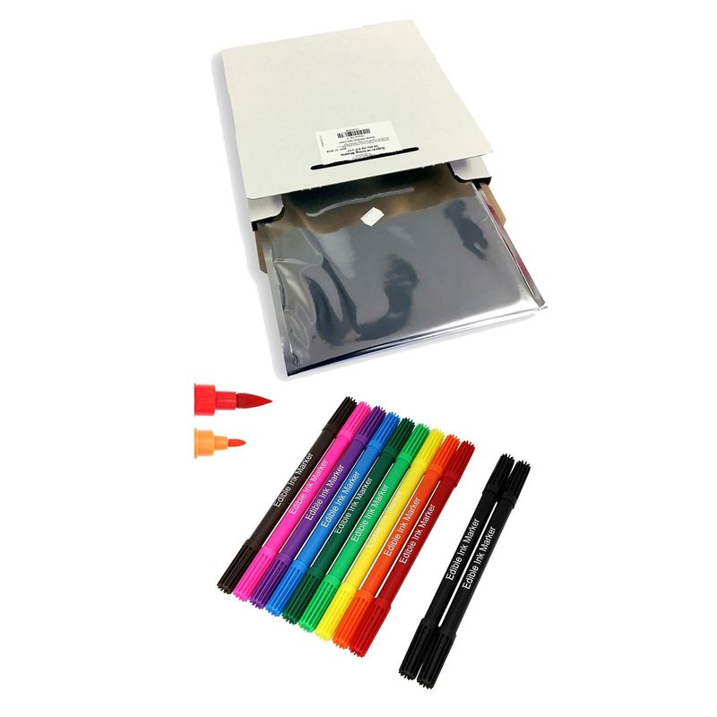 CREA PRINT - Papel De Azucar 25 Laminas + 10 Marcadores Doble Punta