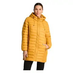 CURVI - Parka Manga Larga Basica Larga Mostaza