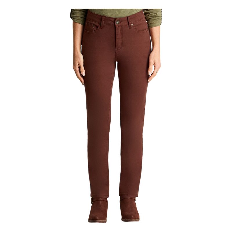CURVI - Jeans Tiro Medio Recto Color 5 Bolsillos Terracota
