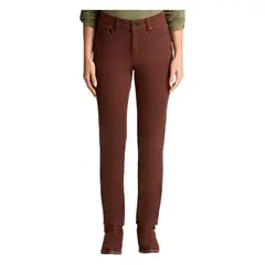 CURVI - Jeans Tiro Medio Recto Color 5 Bolsillos Terracota