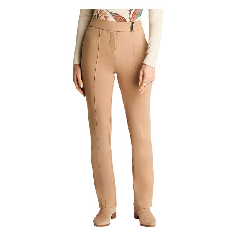 LORENZO DI PONTTI - Pantalón Tiro Medio Recto Con Detalle En Pretina Camel