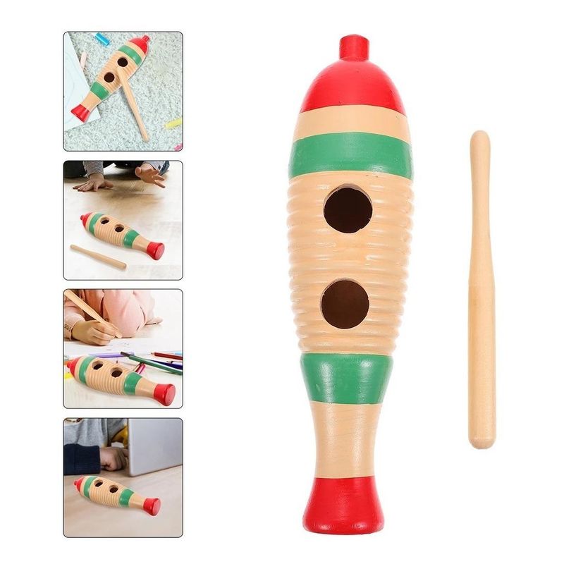 GENERICO - Pack de 3 Guiros de Madera Coloridos para Niños