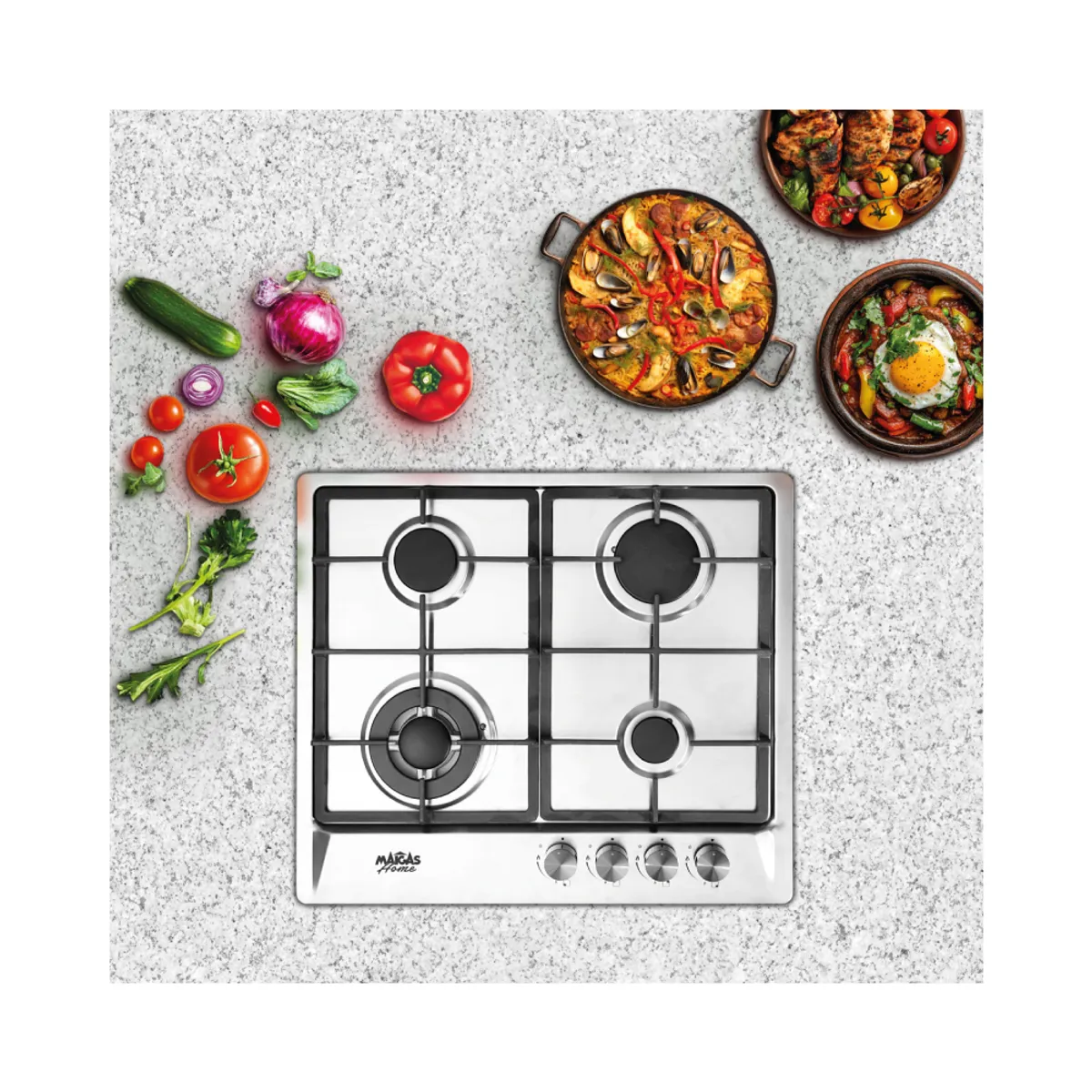 MAIGAS - Encimera a Gas 4 platos High Quality HBS4508