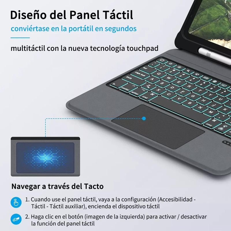 GENERICO - Funda desmontable con teclado Bluetooth para iPad Pro 12.9"