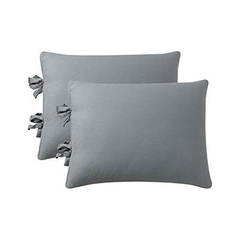 GENERICO - Fundas Grises para Almohada con Cierre de Lazada (2 Unidades)