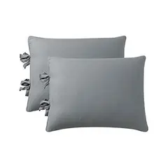 GENERICO - Fundas Grises para Almohada con Cierre de Lazada (2 Unidades)