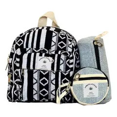 GENERICO - Mochila Ecológica Liviana con Estuche y Monedero para Niña