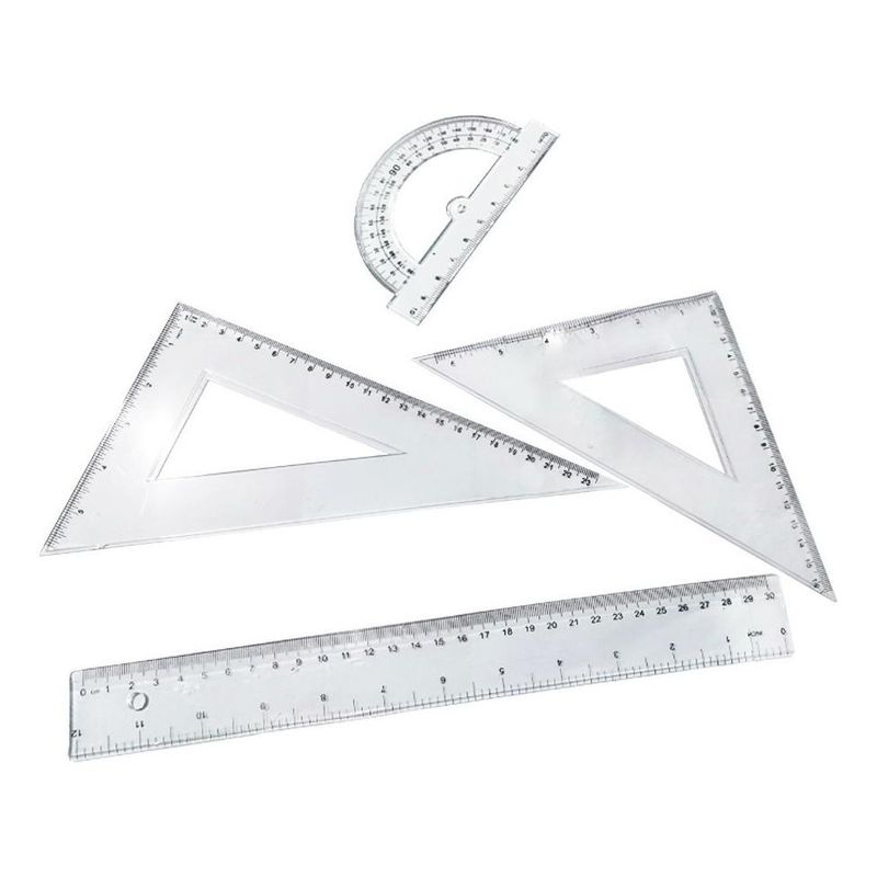 GENERICO - Set de Reglas Geométricas 30 cm con Escuadras y Transportador