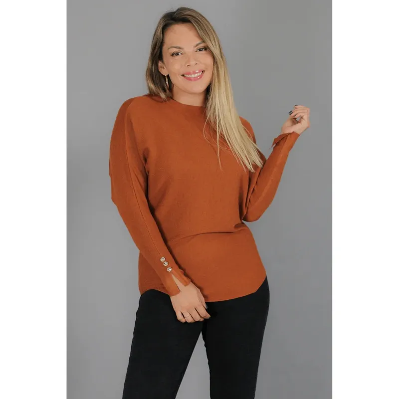 MPROPIA - Sweater Mujer Manga Larga Murciélago Tejido Botones 6020