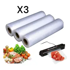 GENERICO - Bolsas de Sellado al Vacío para Alimentos 28cm x 3m - Pack x3