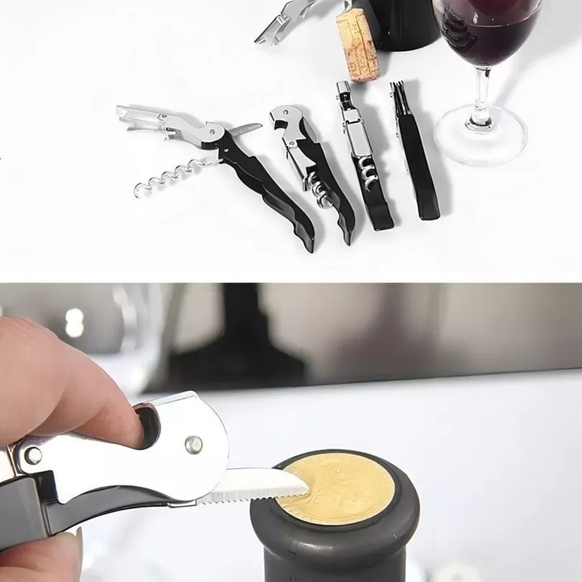 GENERICO - Descorchador sacacorchos vino solo rojo oscuro