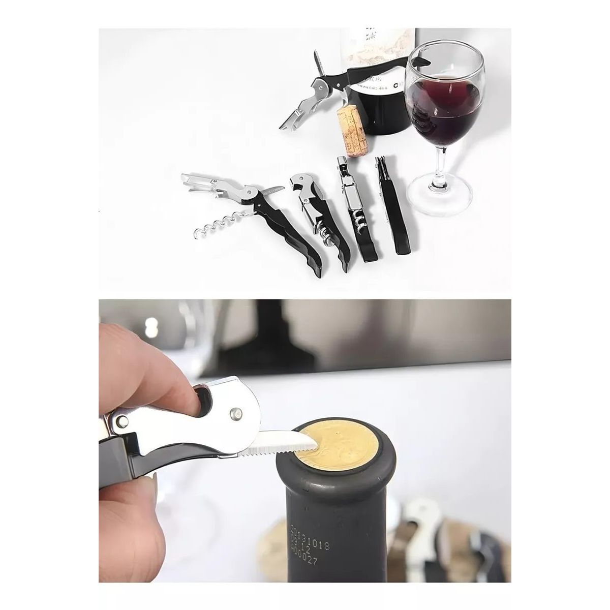 GENERICO - Descorchador sacacorchos vino solo rojo oscuro