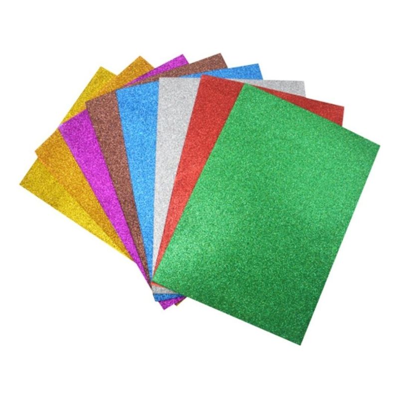 GENERICO - Pack de 10 Pliegos de Goma Eva Glitter Brillante A4