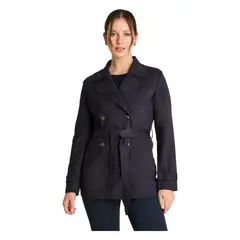 CURVI - Chaqueta Suede Básica Azul Oscuro