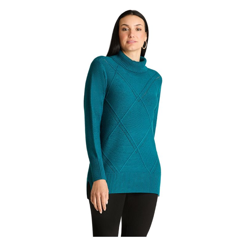 LORENZO DI PONTTI - Sweater Manga Larga Cuello Alto Petróleo