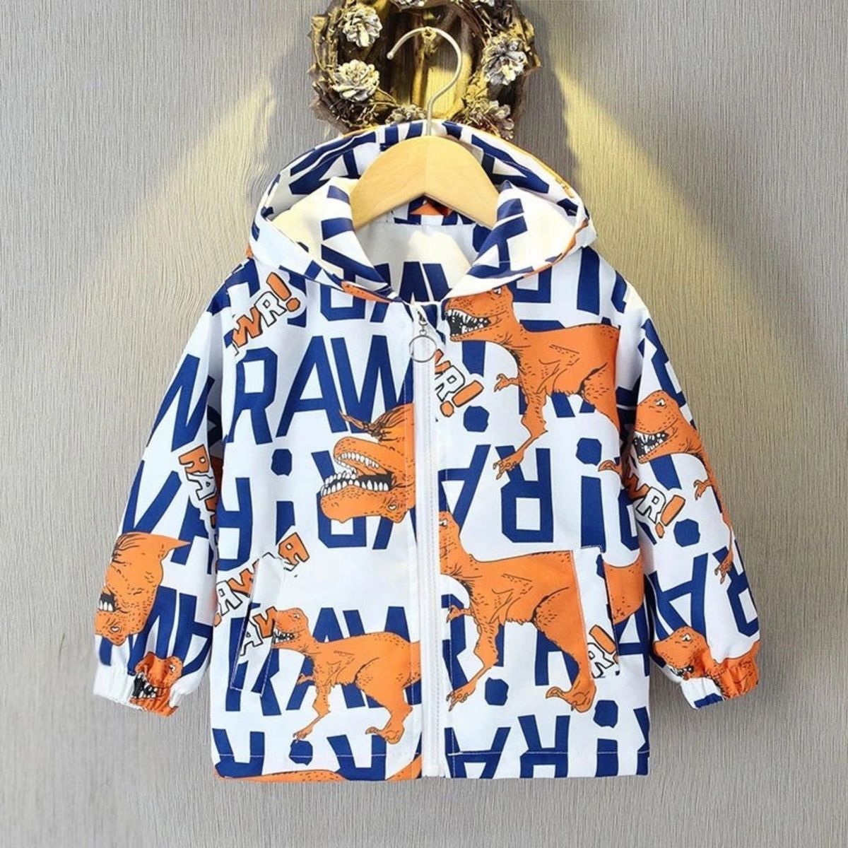 JUMP KIDS - Cortaviento Impermeable Chaqueta Estampado Niño Y Bebé Blue Dino Rex