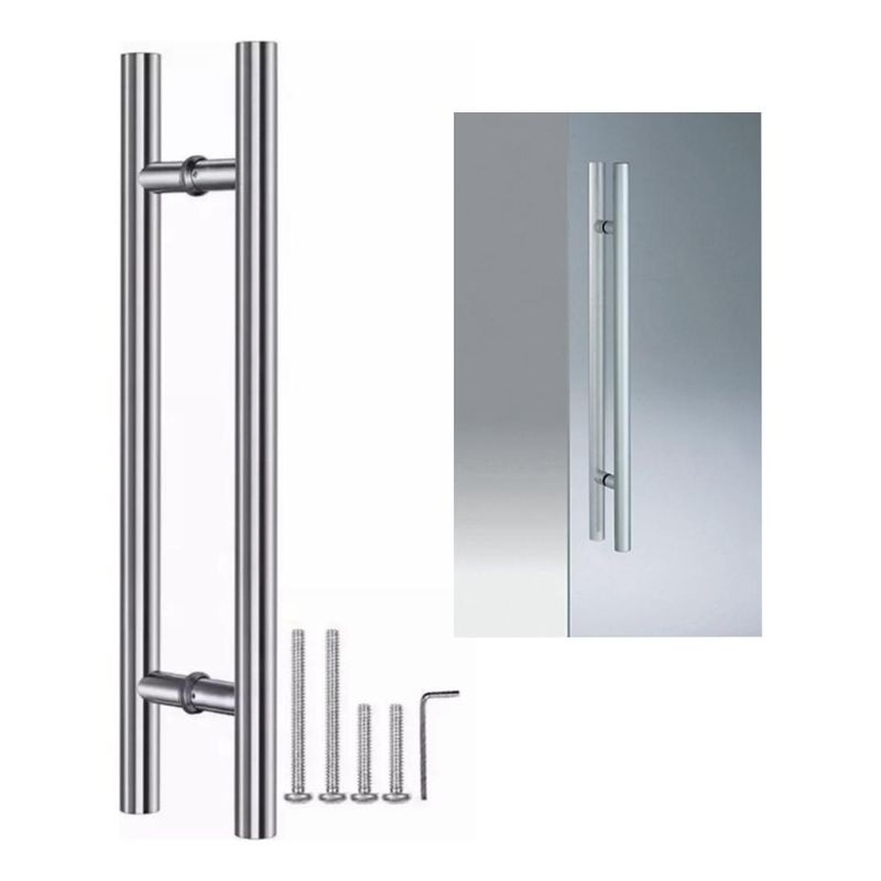 GENERICO - Manillón Doble de Acero Inoxidable para Puertas de Madera