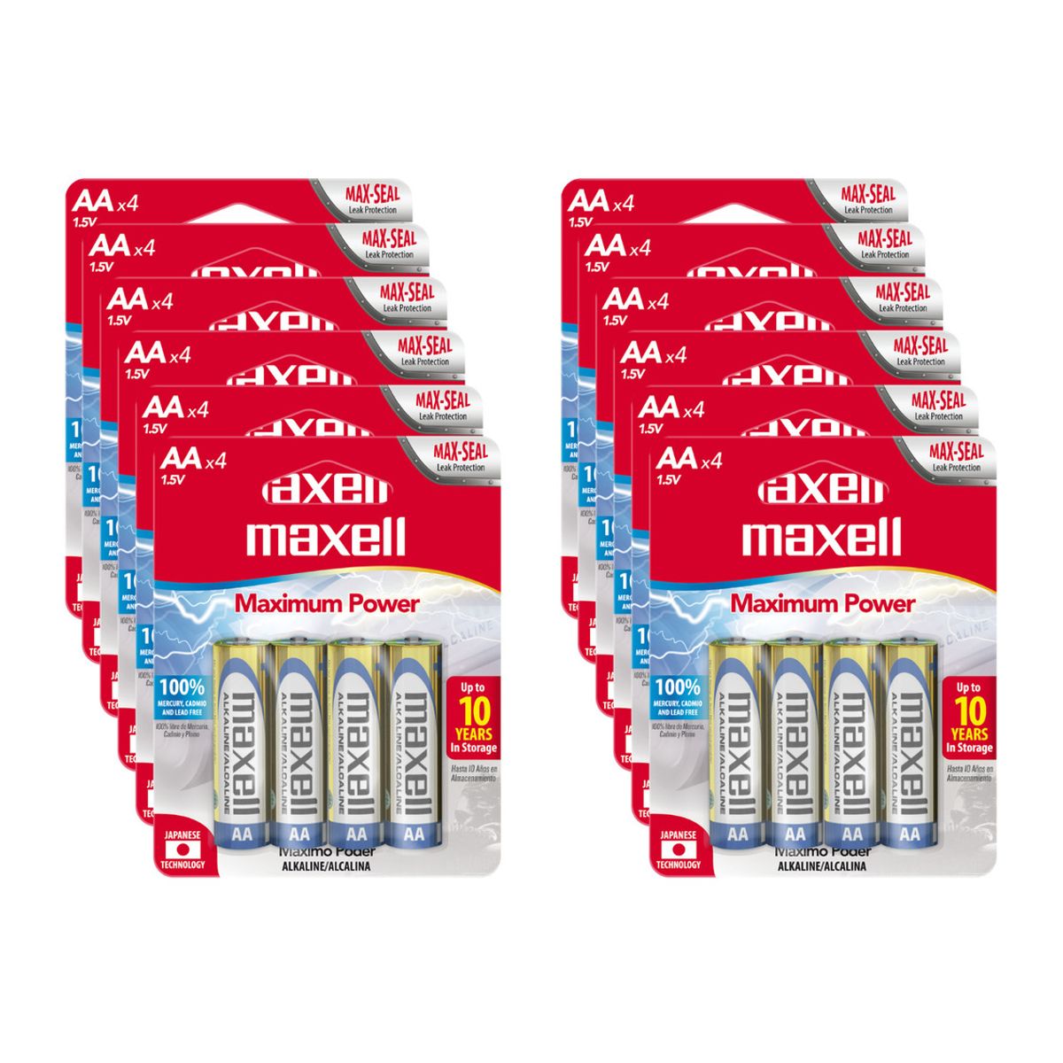 MAXELL - Pack 48 Pilas Alcalinas Aa Blister 4 Uds.