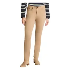 CURVI - Jeans Tiro Medio Recto Color 5 Bolsillos Camel