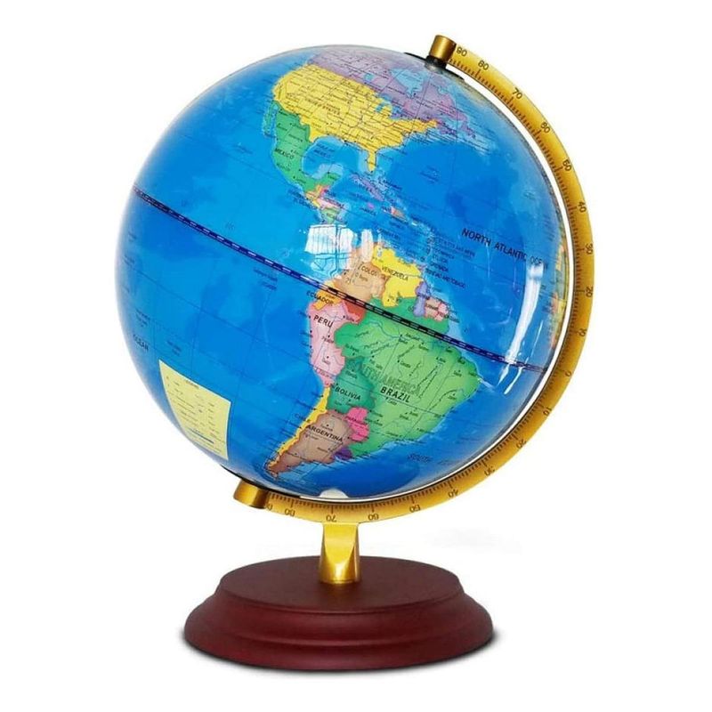 GENERICO - Globo Terráqueo Político con Base de Madera de 25 cm