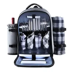 GENERICO - Mochila Picnic + 30 Utensilios Para 4 Personas Outdoor
