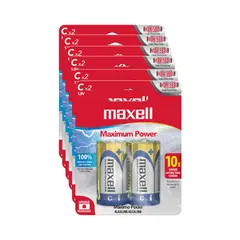 MAXELL - Pack 12 Pilas Alcalinas Tipo C Blister 2 Uds.