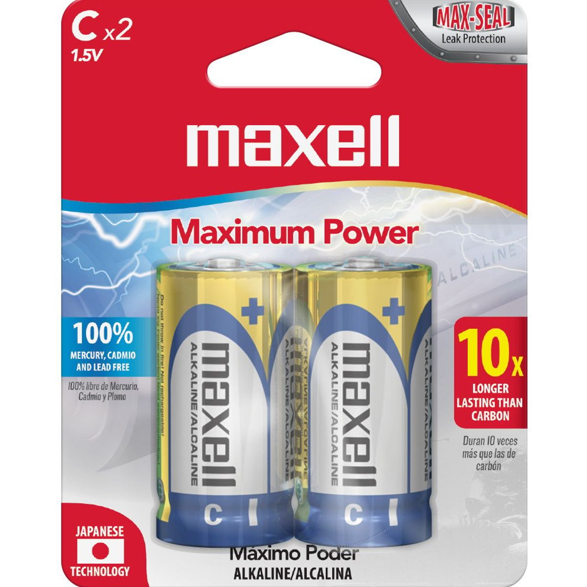 MAXELL - Pack 12 Pilas Alcalinas Tipo C Blister 2 Uds.