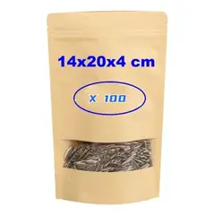 GENERICO - Bolsas Kraft 14x20x4 cm con Cierre Hermético para Alimentos