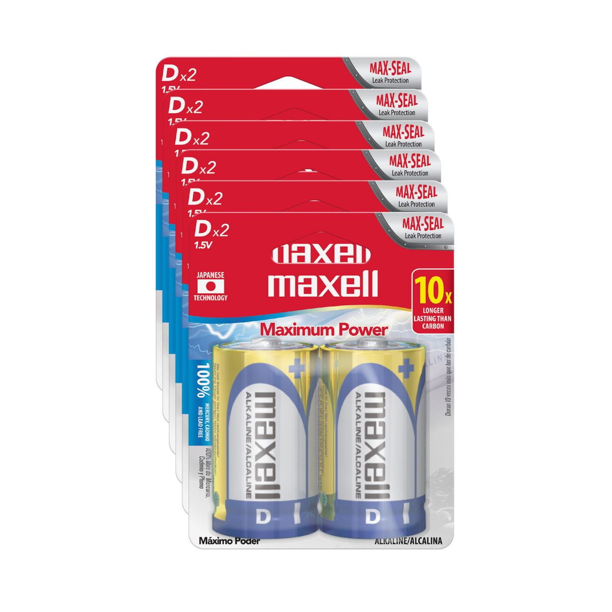 MAXELL - Pack 12 Pilas Alcalinas Tipo D Blister 2 Uds.