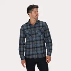 GANGSTER - Camisa Ml Franela Northwood Azul Marino