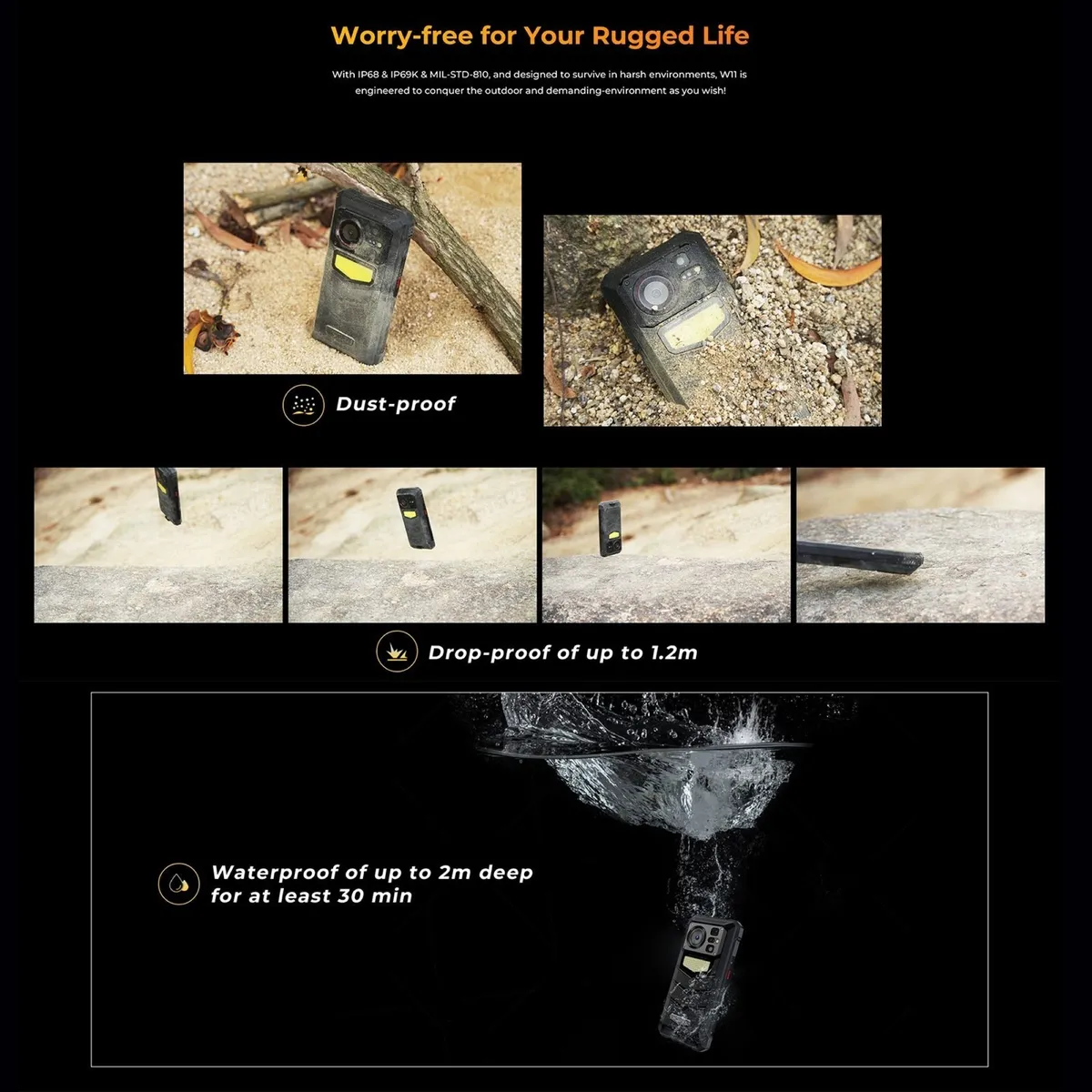 DOOGEE - HOTWAV W11 - Smartphone Resistente con Batería de 20800mAh y LED de Camping