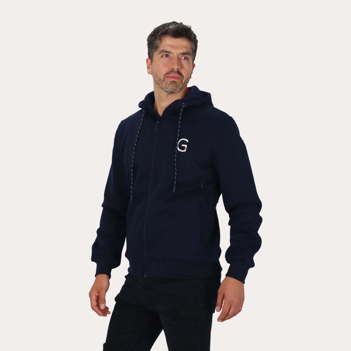 GANGSTER - Poleron Full Zipper Fleece Outpost Azul Marino Gangster