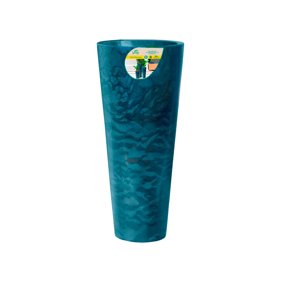 VERDY - Maceta Alcántara 28x75cms Azul Índigo Efecto Marmoleado