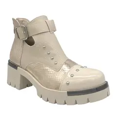 DINASTELLA - Botín para Mujer con Hebilla, color Beige, Aberturas