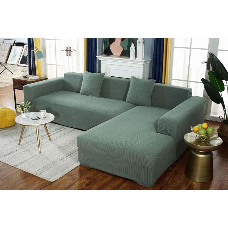 GENERICO - Funda Elástica para Sillón Seccional Cuadrille Gris Suave