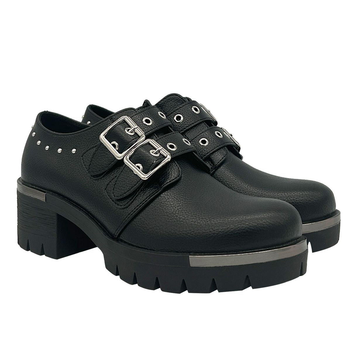 DINASTELLA - Botin para mujer color Negro, doble correa, bajo el tobillo