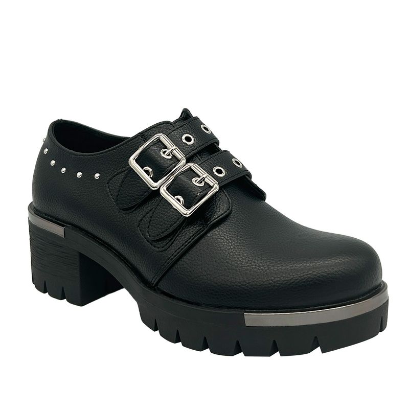 DINASTELLA - Botin para mujer color Negro, doble correa, bajo el tobillo