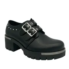 DINASTELLA - Botin para mujer color Negro, doble correa, bajo el tobillo