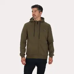 GANGSTER - Poleron Full Zipper Fleece Block Verde