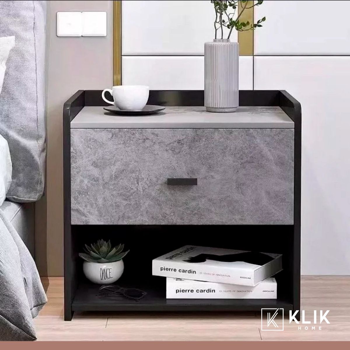 KLIK - Pack de 2 Veladores Marmol MDF Gris