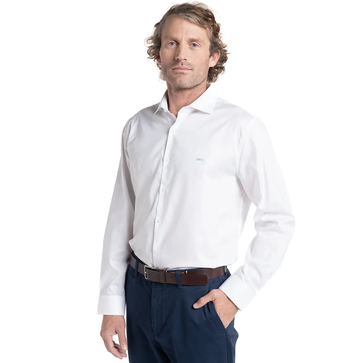 MCGREGOR - Camisa Hombre Manga Larga Jacquard Harlem Algodon Slim Fit MCGREGOR