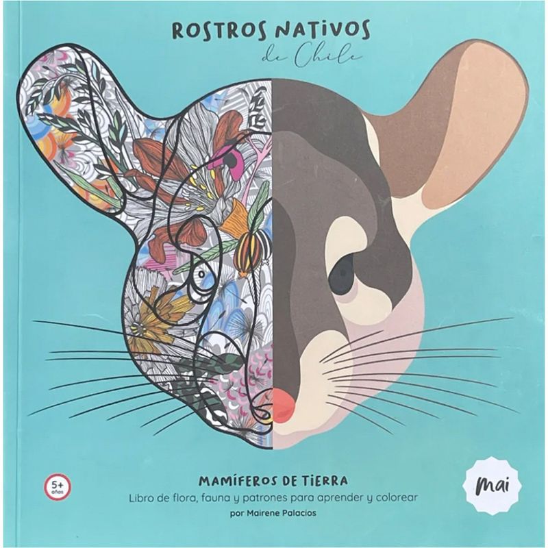GENERICO - Libro Colorear Rostros Nativos de Chile Mamíferos de Tierra