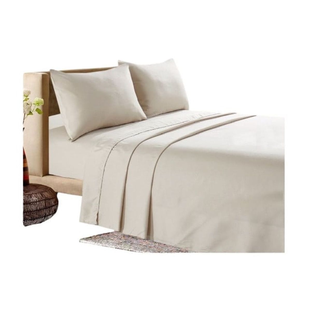 GENERICO - SABANAS 200 HILOS 2 PLAZAS  BEIGE