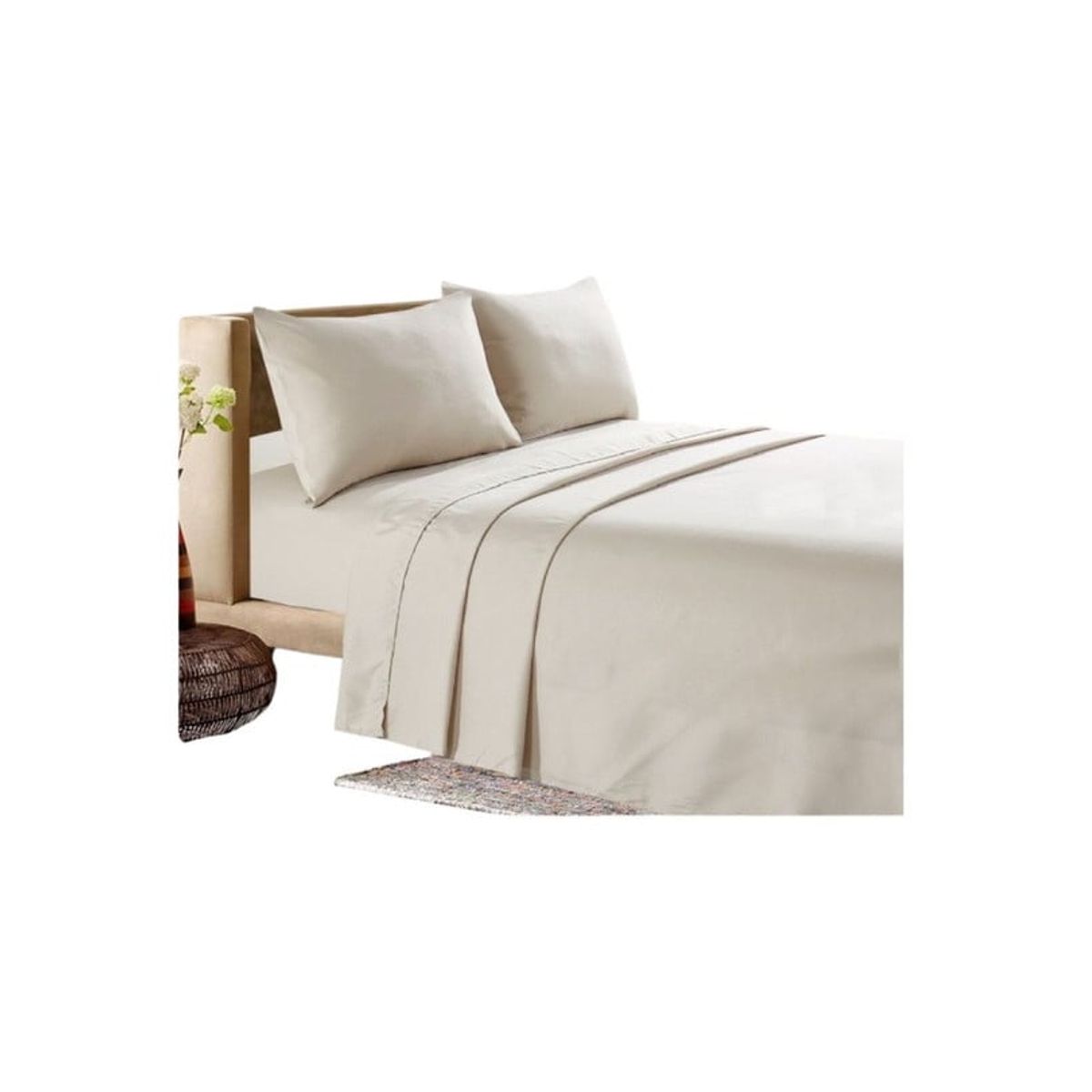 GENERICO - SABANAS 200 HILOS 2 PLAZAS  BEIGE