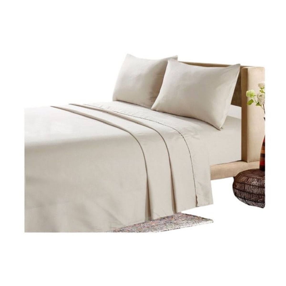 GENERICO - SABANAS 200 HILOS 2 PLAZAS  BEIGE