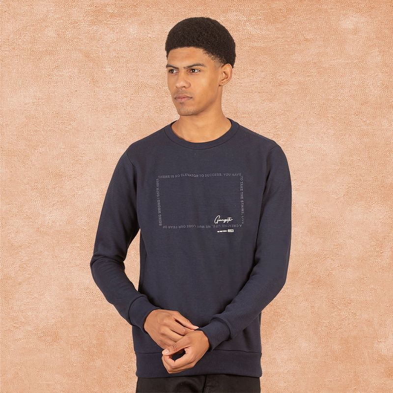 GANGSTER - Poleron Crew Fleece Sqrs Negro Gangster