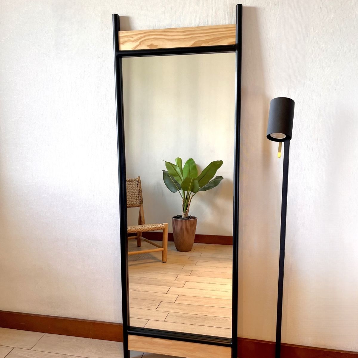 GENERICO - Espejo Madera Rectangular 56x165 cm Piso y Pared Nova