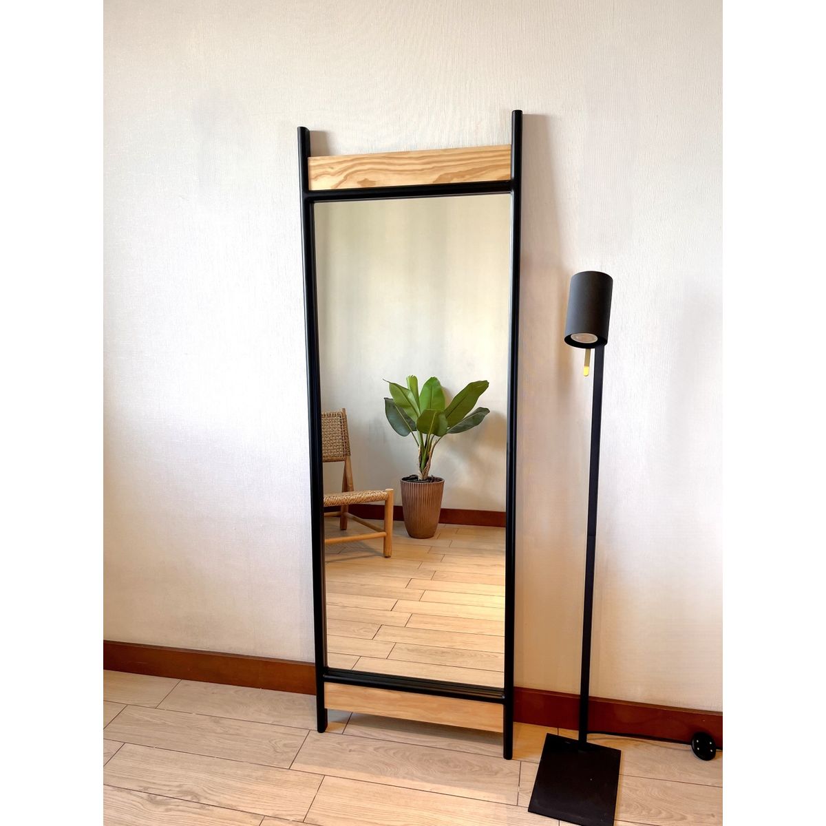 GENERICO - Espejo Madera Rectangular 56x165 cm Piso y Pared Nova