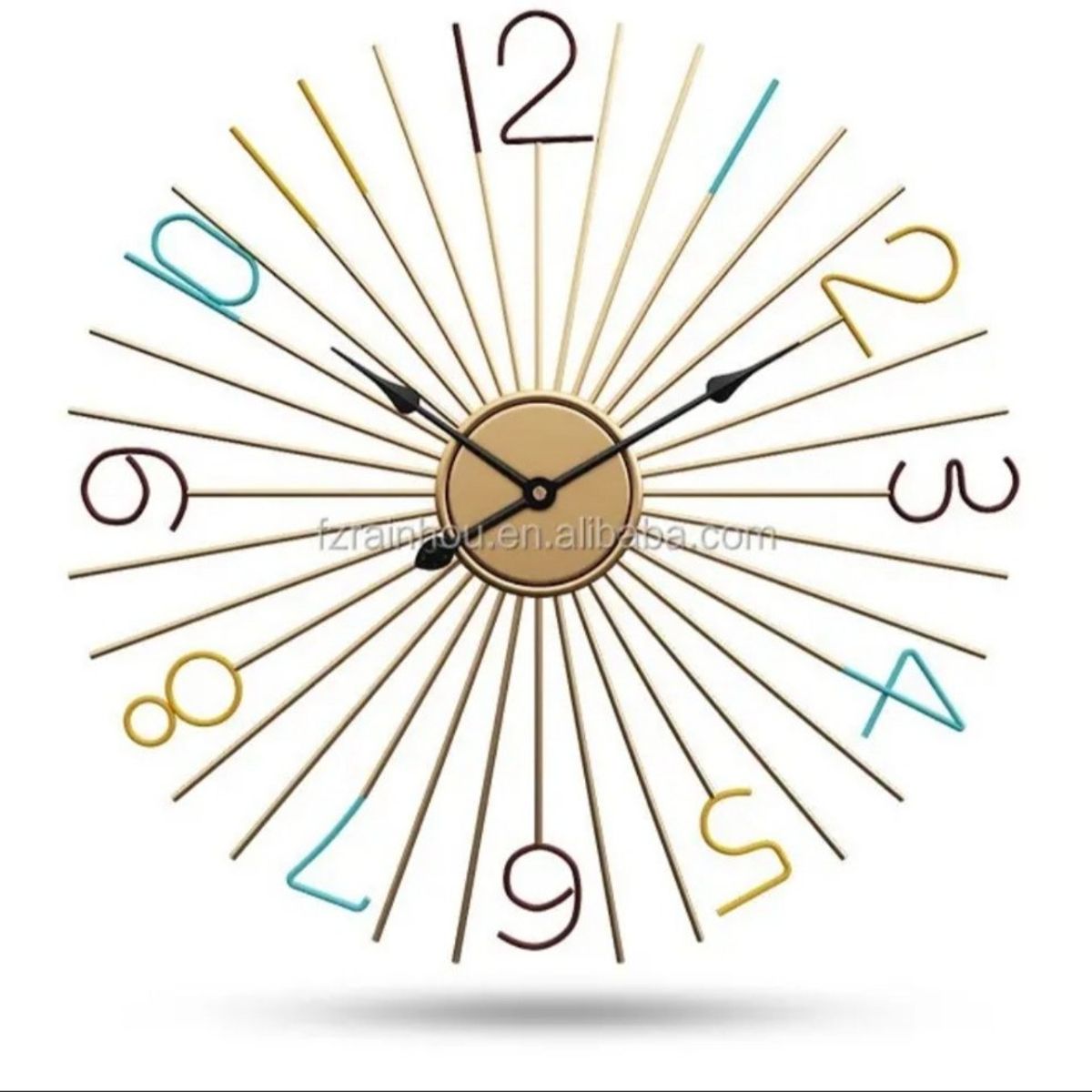 GENERICO - RELOJ PARED DORADO DISEÑO SOL MODERNO